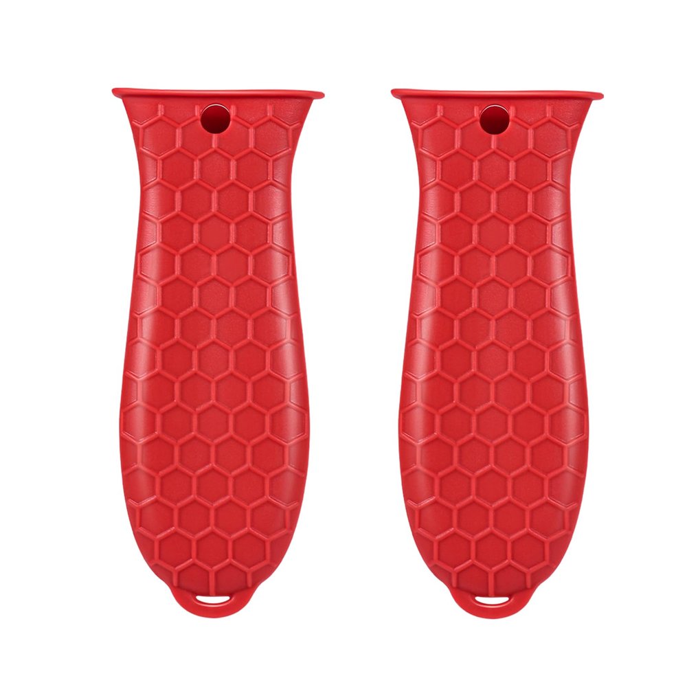 2 Pcs Cast Iron Handle Cover, Silicone Hot Handle Holder, Heat Resistant Cast Iron Skillet Covers Potholder for Frying Pans and Griddles Kitchen Supplies
