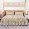 Floral Leaves Bed Skirt for Full Size Bed,Wrap Around Bedding Skirt Dust Ruffle Bedskirt Sets With 2 Packs Matching Pillow Covers 30"x20",Classic 18 Inch Drop,Country Farmhouse Plant Blossom Herb view 2