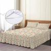 Floral Leaves Bed Skirt for Full Size Bed,Wrap Around Bedding Skirt Dust Ruffle Bedskirt Sets With 2 Packs Matching Pillow Covers 30"x20",Classic 18 Inch Drop,Country Farmhouse Plant Blossom Herb view 4