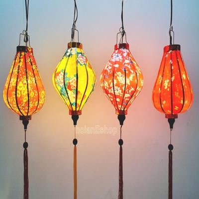 Vietnamese Silk Lanterns for Wedding Party Decorations Garden Decorative Restaurant Decorations - Set of 4 PCS (Set 4 Color #11)
