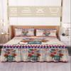4th Of July Flower Bed Skirt for Queen Size Bed,Wrap Around Bedding Skirt Dust Ruffle Bedskirt Sets With 2 Packs Matching Pillow Covers 30"x20",Classic 18 Inch Drop,Bottle Fireworks Independence Day view 2