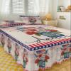 4th Of July Flower Bed Skirt for Queen Size Bed,Wrap Around Bedding Skirt Dust Ruffle Bedskirt Sets With 2 Packs Matching Pillow Covers 30"x20",Classic 18 Inch Drop,Bottle Fireworks Independence Day view 3