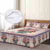 4th Of July Flower Bed Skirt for Queen Size Bed,Wrap Around Bedding Skirt Dust Ruffle Bedskirt Sets With 2 Packs Matching Pillow Covers 30"x20",Classic 18 Inch Drop,Bottle Fireworks Independence Day view 4
