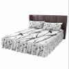 Birds Branch Bed Skirt for Cal King Size Bed,Wrap Around Bedding Skirt Dust Ruffle Bedskirt Sets With 2 Packs Matching Pillow Covers 36"x20",Classic 18 Inch Drop,Forest Black Tree Spring Nature Animal view 1