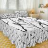 Birds Branch Bed Skirt for Cal King Size Bed,Wrap Around Bedding Skirt Dust Ruffle Bedskirt Sets With 2 Packs Matching Pillow Covers 36"x20",Classic 18 Inch Drop,Forest Black Tree Spring Nature Animal view 3