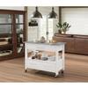 HomeStock Seaside Style 3-Drawer Stainless Steel Top Wooden Kitchen Island in White, Metal, Stainless Steel, Wood, 22" D x 43" W x 36" H, Caster Wheels view 1