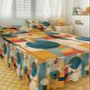 Geometric Yellow Bed Skirt for Twin Size Bed,Wrap Around Bedding Skirt Dust Ruffle Bedskirt Sets With 1 Pack Matching Pillow Covers 30"x20",Classic 18 Inch Drop,Modern Abstract Graffiti Painting Art view 3