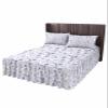 Purple Wildflower Bed Skirt for King Size Bed,Wrap Around Bedding Skirt Dust Ruffle Bedskirt Sets With 2 Packs Matching Pillow Covers 36"x20",Classic 18 Inch Drop,Floral Leaves Spring Garden Herbs view 1
