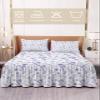 Purple Wildflower Bed Skirt for King Size Bed,Wrap Around Bedding Skirt Dust Ruffle Bedskirt Sets With 2 Packs Matching Pillow Covers 36"x20",Classic 18 Inch Drop,Floral Leaves Spring Garden Herbs view 2