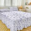 Purple Wildflower Bed Skirt for King Size Bed,Wrap Around Bedding Skirt Dust Ruffle Bedskirt Sets With 2 Packs Matching Pillow Covers 36"x20",Classic 18 Inch Drop,Floral Leaves Spring Garden Herbs view 3