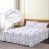 Purple Wildflower Bed Skirt for King Size Bed,Wrap Around Bedding Skirt Dust Ruffle Bedskirt Sets With 2 Packs Matching Pillow Covers 36"x20",Classic 18 Inch Drop,Floral Leaves Spring Garden Herbs view 4