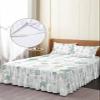 Sage Green Turtle Bed Skirt for Twin Size Bed,Wrap Around Bedding Skirt Dust Ruffle Bedskirt Sets with 1 Pack Matching Pillow Covers 30"x20",18 Inch Drop,Starfish Jellyfish Coral Shell Seahorse view 4