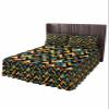 Geometric Bed Skirt for Twin Size Bed,Wrap Around Bedding Skirt Dust Ruffle Bedskirt Sets With 1 Pack Matching Pillow Covers 30"x20",Classic 18 Inch Drop,Gradient Yellow Blue Modern Abstract Art view 1