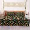 Geometric Bed Skirt for Twin Size Bed,Wrap Around Bedding Skirt Dust Ruffle Bedskirt Sets With 1 Pack Matching Pillow Covers 30"x20",Classic 18 Inch Drop,Gradient Yellow Blue Modern Abstract Art view 2