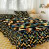 Geometric Bed Skirt for Twin Size Bed,Wrap Around Bedding Skirt Dust Ruffle Bedskirt Sets With 1 Pack Matching Pillow Covers 30"x20",Classic 18 Inch Drop,Gradient Yellow Blue Modern Abstract Art view 3