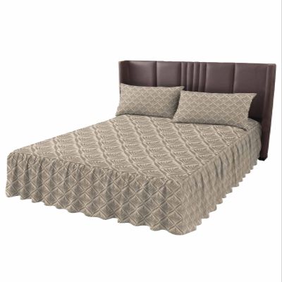 Vintage Brown Flower Bed Skirt for Twin Size Bed,Wrap Around Bedding Skirt Dust Ruffle Bedskirt Sets With 1 Pack Matching Pillow Covers 30"x20",Classic 18 Inch Drop,Spring Summer Geometric Art