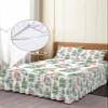 Trpical Green Leaves Bed Skirt for Full Size Bed,Wrap Around Bedding Skirt Dust Ruffle Bedskirt Sets With 2 Packs Matching Pillow Covers 30"x20",Classic 18 Inch Drop,Summer Birds Flower Simple White view 4