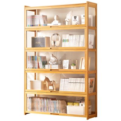 5 Tier Curio Display Cabinet, With Acrylic Glass Door, Natural Bamboo Display Cases For Collectibles, High Capacity Storage Cabinet With Flip-top Door, for bedroom/Living Room ( Color : A , Size : 172