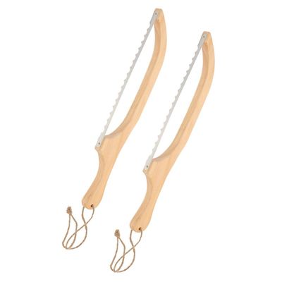 MAGICLULU Bread Loaf Cutter Slicer 2 Pack Serrated Steel Wooden Handle Baking Tool for Home