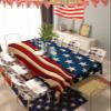 4th of July Tablecloth American Flag Table Cloth for Independence Day Waterproof Patriotic Star USA Flag Tablecloths Rectangle Kitchen Table Cover for Dinner Picnic Memorial Day Holiday Party 60x84 view 2