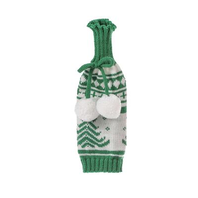 BILIKEYU Christmas Wine Bottle Covers Decorations For Home Ornaments Knit Cover For Wine Bottle Bags For Christmas Decorations Holiday Party Gifts Wine Tote Bag (Green, One Size)