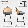 Bekrvio Counter Height Bar Stools Set of 4, 360 Swivel Upholstered Barstools with Rattan Full Back & Metal Legs, PU Leather Seat, 26" Mid Century Modern Counter Stool Kitchen Island Bar Chairs, Grey view 2