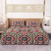 Abstract Flower Bed Skirt for Twin Size Bed,Wrap Around Bedding Skirt Dust Ruffle Bedskirt Sets With 1 Pack Matching Pillow Covers 30"x20",18 Inch Drop,Geometric Boho Traditional Oriental Tribal view 2
