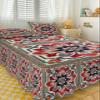 Abstract Flower Bed Skirt for Twin Size Bed,Wrap Around Bedding Skirt Dust Ruffle Bedskirt Sets With 1 Pack Matching Pillow Covers 30"x20",18 Inch Drop,Geometric Boho Traditional Oriental Tribal view 3