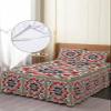 Abstract Flower Bed Skirt for Twin Size Bed,Wrap Around Bedding Skirt Dust Ruffle Bedskirt Sets With 1 Pack Matching Pillow Covers 30"x20",18 Inch Drop,Geometric Boho Traditional Oriental Tribal view 4