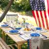 4th of July Table Runner 13x36 Inches Long Patriotic Stars Table Runners Independence Day Dresser Scarf Kitchen Dining Table Red White and Blue Fireworks Runner for Memorial Day Holiday Party Decor view 2