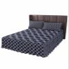 Flower Blue Bed Skirt for Queen Size Bed,Wrap Around Bedding Skirt Gathered Dust Ruffle Bedskirt Sets With 2 Packs Matching Pillow Covers 30"x20",Classic 18 Inch Drop,Minimalist Geometric Abstract Art view 1