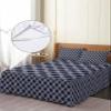 Flower Blue Bed Skirt for Queen Size Bed,Wrap Around Bedding Skirt Gathered Dust Ruffle Bedskirt Sets With 2 Packs Matching Pillow Covers 30"x20",Classic 18 Inch Drop,Minimalist Geometric Abstract Art view 4