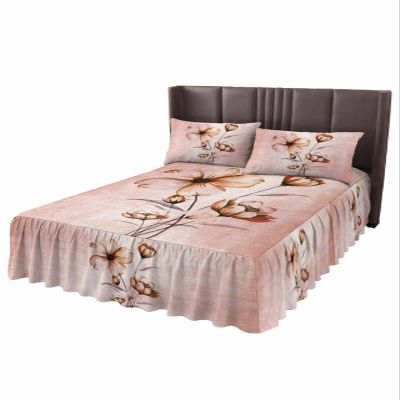Modern Abstract Floral Bed Skirt for Twin XL Size Bed,Wrap Around Bedding Skirt Dust Ruffle Bedskirt Sets With 1 Pack Matching Pillow Covers 30"x20",Classic 18 Inch Drop,Gradual Red Shabby Wildflower