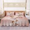 Modern Abstract Floral Bed Skirt for Twin XL Size Bed,Wrap Around Bedding Skirt Dust Ruffle Bedskirt Sets With 1 Pack Matching Pillow Covers 30"x20",Classic 18 Inch Drop,Gradual Red Shabby Wildflower view 2