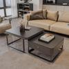 Coffee Tables for Living Room, Nesting Table Set of 2 Modern, with Drawer Storage 2 in 1 Square Stacking Side Tables End Tables for Living Room Bedroom Living Room, Office Black 27.5 x 27.5 x 17.7 cm view 1