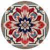 Abstract Flower Round Area Rugs Collection 4', Non Slip Indoor Circular Throw Runner Rug Floor Mat Carpet for Living Room Dining Table Bedroom Nursery Decor Geometric Boho Traditional Oriental Tribal view 3