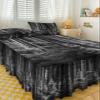 Forest Grey Bed Skirt for Queen Size Bed,Wrap Around Bedding Skirt Dust Ruffle Bedskirt Sets With 2 Packs Matching Pillow Covers 30"x20",Classic 18 Inch Drop,Spring Summer Pine Trees Landscape Nature view 3