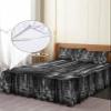 Forest Grey Bed Skirt for Queen Size Bed,Wrap Around Bedding Skirt Dust Ruffle Bedskirt Sets With 2 Packs Matching Pillow Covers 30"x20",Classic 18 Inch Drop,Spring Summer Pine Trees Landscape Nature view 4