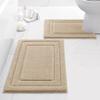 HOMEIDEAS Bathroom Rugs Sets 2 Piece, Super Soft and Absorbent Non Slip Microfiber U-Shaped Toilet Bath Mat Set (20"x32"+U20 x24, Beige) view 1