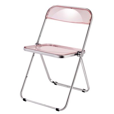 Folding Dining Chair,Transparent Modern Clear Folding Dining Chairs,Acrylic Stackable Chair,Plastic Panel & Metal Chrome Frame,PC Plastic Living Room Seat,Weight Capacity 75kg/165lbs ( Color : Light p