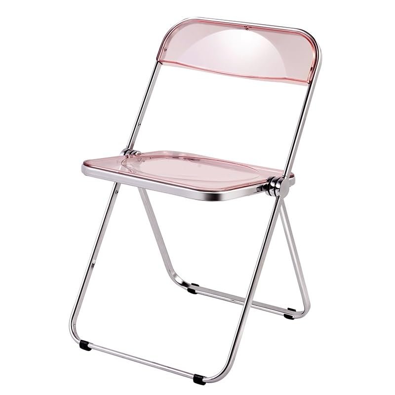Folding Dining Chair,Transparent Modern Clear Folding Dining Chairs,Acrylic Stackable Chair,Plastic Panel & Metal Chrome Frame,PC Plastic Living Room Seat,Weight Capacity 75kg/165lbs ( Color : Light p