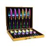 IFAJOOR Flatware Silverware Set, 24 Pieces Stainless Steel Tableware, Knife, Fork And Spoon, Hotel Household Steak Knife And Fork, Wooden Gift Box Set, Cutlery Set (Color : Rainbow) view 1