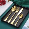 IFAJOOR Flatware Silverware Set, 24 Pieces Stainless Steel Tableware, Knife, Fork And Spoon, Hotel Household Steak Knife And Fork, Wooden Gift Box Set, Cutlery Set (Color : Rainbow) view 4