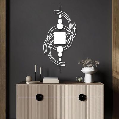 Geometric Metal Wall Art, Lines Metal Laser Wall Art, Metal Abstract and Geometric Wall Decor, Matel Line Art Wall Decor, Geometric Line Wall Art, Minimalist Metal Wall Sign, Wall Hangings (14"x 29"| 36x76cm, White)