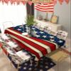 4th of July Tablecloth American Flag Table Cloth for Independence Day Waterproof Patriotic Star USA Flag Tablecloths Rectangle Kitchen Table Cover for Dinner Picnic Memorial Day Holiday Party 60x102 view 2