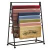 FUYAO Freestanding Movable Scarf Rack Stand/Wrapping Paper Storage Organziers with Wheels, Metal Modern Double-Side Tall Display Shelf for FlowerCraft Room/Shop/Retail Stores view 1