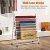 FUYAO Freestanding Movable Scarf Rack Stand/Wrapping Paper Storage Organziers with Wheels, Metal Modern Double-Side Tall Display Shelf for FlowerCraft Room/Shop/Retail Stores view 3