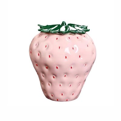 123Arts Container Strawberry Candy Dish Ceramic Food Storage with Seal Lid