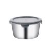 Bento Boxes Stainless Steel Round Refrigerator Food Storage Box Microwave Heating Sealed Pot Fresh-Keeping Box (Size : 1100ml) view 1