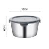 Bento Boxes Stainless Steel Round Refrigerator Food Storage Box Microwave Heating Sealed Pot Fresh-Keeping Box (Size : 1100ml) view 2